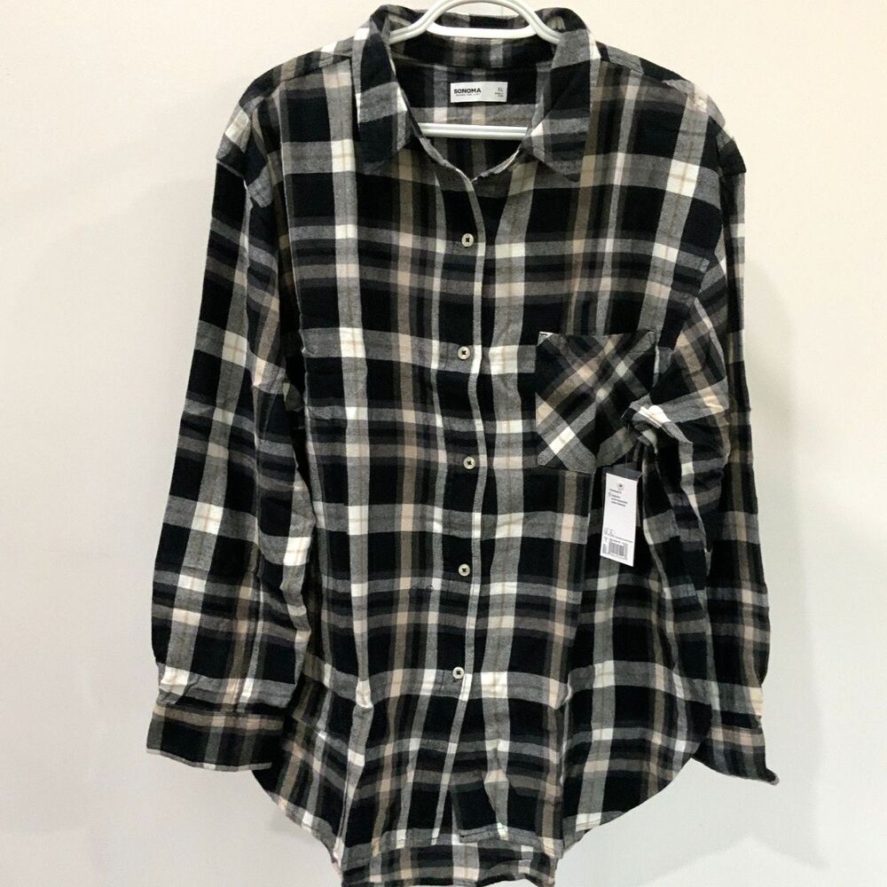 NWT! Black,White,Grey and Tan Flannel By Sonoma in XL